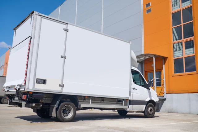 Commercial vehicle title pawn lorry at warehouse